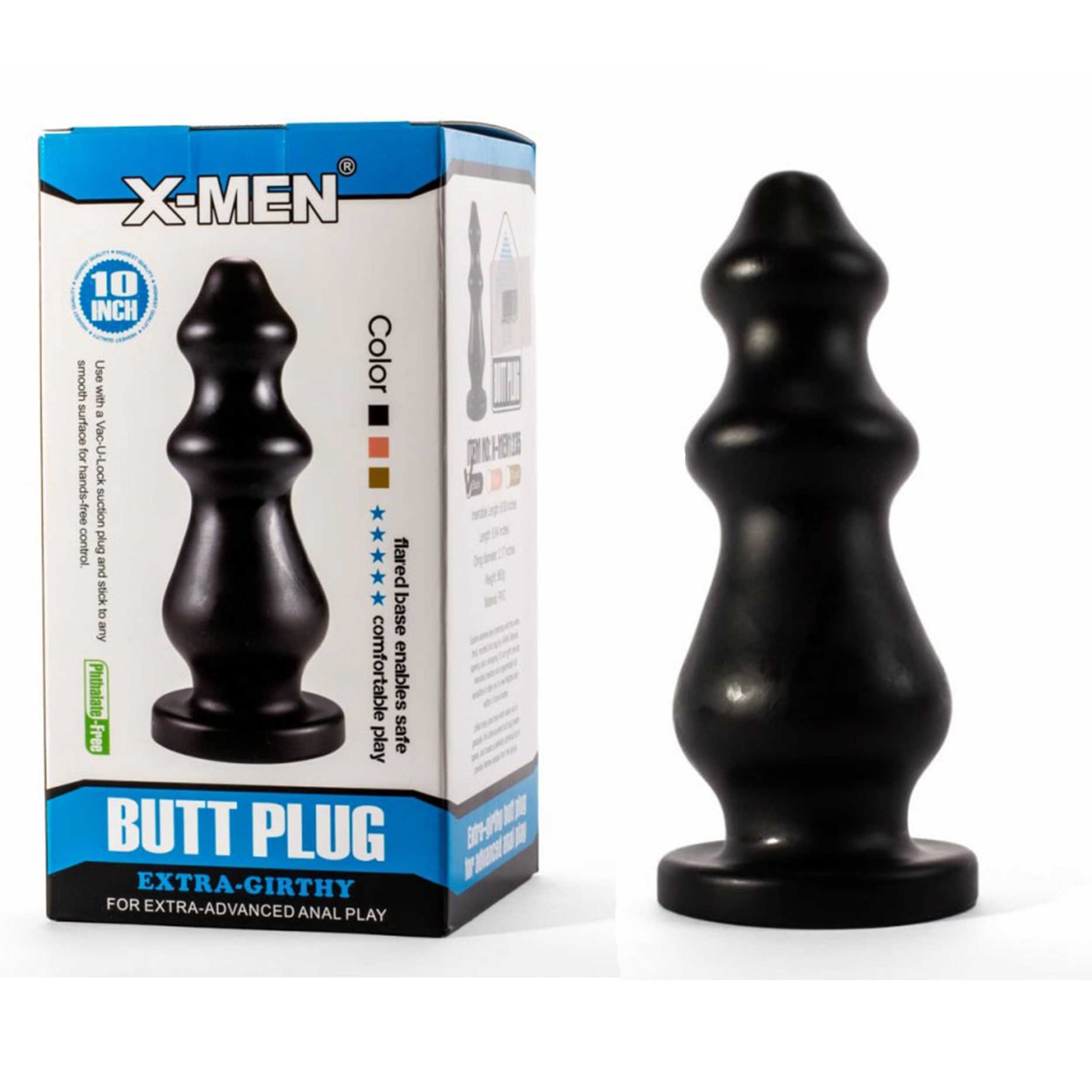 Dilatator anal X-Men Extra Girthy 24 cm, 3 creșteri, ventuză, unisex, PVC prietenos cu pielea