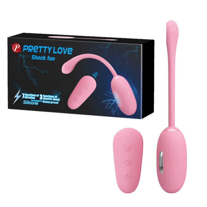 Ou vibrator Pretty Love Shock Fun, silicon, 7 vibrații și 3 funcții electrostimulare, 19 cm