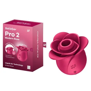 Vibrator trandafir cu unde de presiune Satisfyer Pro 2 Modern Blossom, Liquid Air, 11 funcții, silicon, reîncărcabil, roz