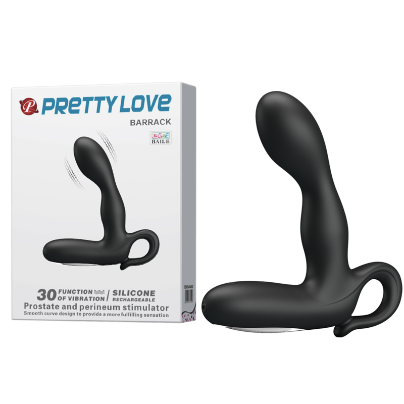 Vibrator prostată și perineu Pretty Love Barrack, 14.2 cm, 30 funcții, silicon, negru