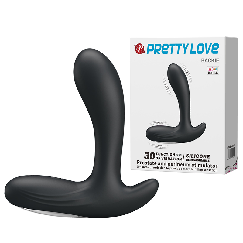 Stimulator prostată Pretty Love Beckie, negru, 30 vibrații, silicon, reîncărcabil USB