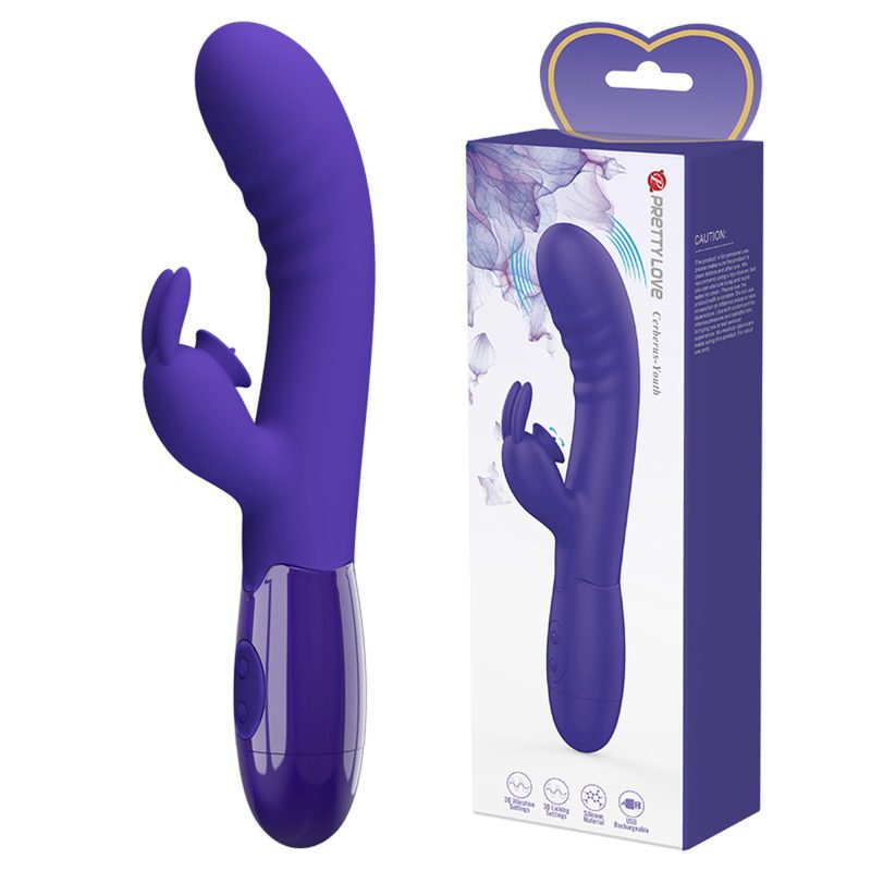 Vibrator Rabbit Pretty Love Orgasmic, 20.6 cm, 30 Funcții Vibrație, Stimulator Clitoridian, Silicon, USB