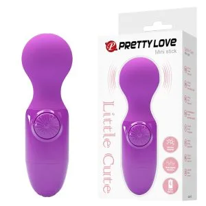 Mini Vibrator de Masaj Wonder Pretty Love Mini Stick, 12 cm, Silicon, Mov, Vibrații Multiviteză