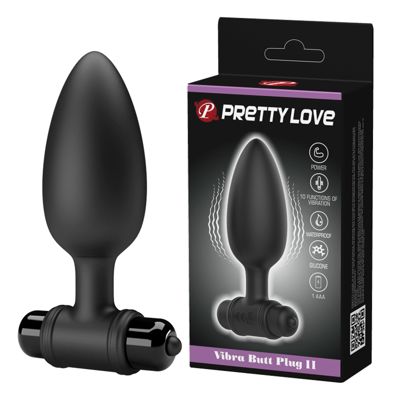 Plug anal cu vibratii Pretty Love Vibro Plug II, 11.8cm, 10 viteze, silicon si ABS, rezistent la apa