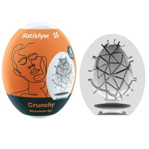 Masturbator ou Egg Single Crunchy, 7 cm, TPE Hydro-Active, flexibil, fără lubrifiant, rezistent la apă