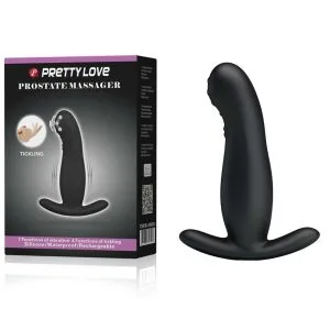 Vibrator bărbați Pretty Love Prostate Massager, 12,7 cm, silicon, 7 vibrații, 4 funcții Tickling, reîncărcabil, waterproof