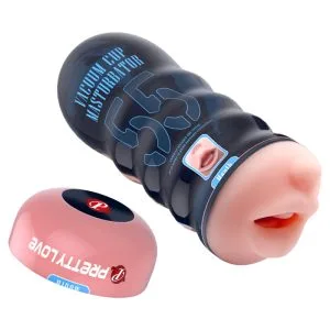 Masturbator Pretty Love Vacuum Cup Mouth, tip gura cu limba, aspiratie ajustabila, TPE, 18 cm