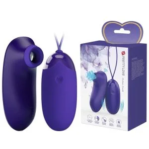 Set Ou Vibrator + Stimulator Clitoris ORTHUS, 12 funcții vibrație, 4 moduri aspirație, silicon mov, reîncărcabil USB