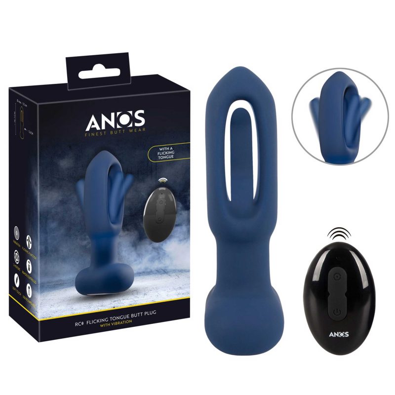 Plug Anal RC Flicking Tongue ANOS 14,1cm Vibratii Limba Silicon Negru