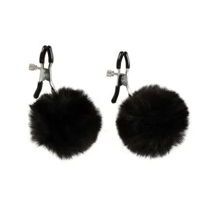 Cleme mamelon cu pompoane Magic Shiver, presiune reglabila, negru, 22 g, 1 pereche, metal si poliester
