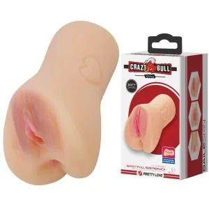 Vagin artificial Crazy Bull Elena Flesh, 14.5 cm, striații interne, TPR moale, realist, rezistent la apă, culoare maro