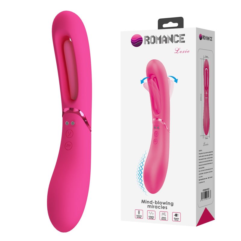 Vibrator Romance Lexie Pink, 20 cm, 7 vibrații, 4 fluttering, stimulare tip limbă, punct G, silicon…