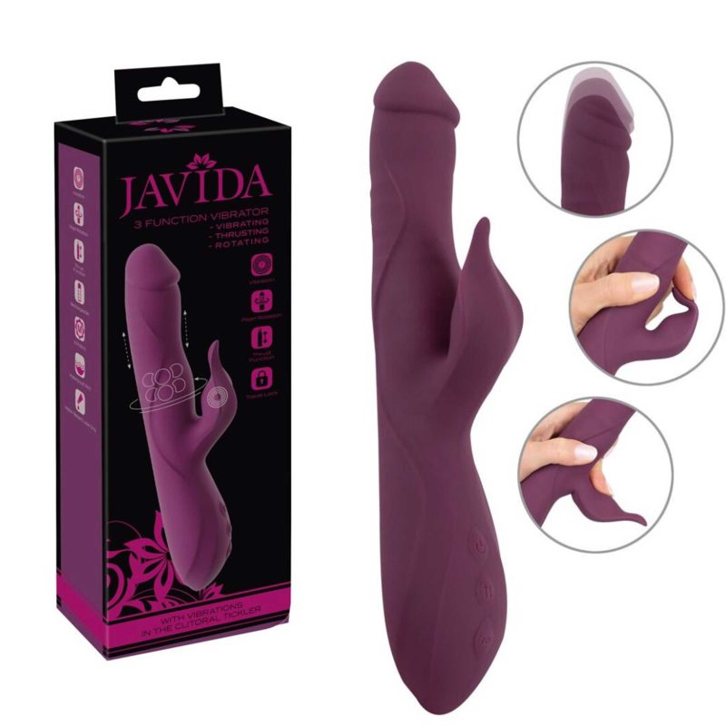 Vibrator cu impingere, vibratii si perle Javida 3 functii, silicon, 25cm