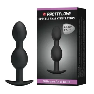 Bile Anale PRETTYLOVE Heavy Balls 12.5 cm – Jucărie Anală din Silicon cu Bile Metalice Rotative