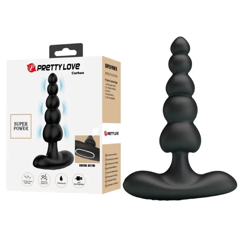 Butt plug anal vibrator Pretty Love Corban din silicon, 12 funcții vibrație, rezistent la apă