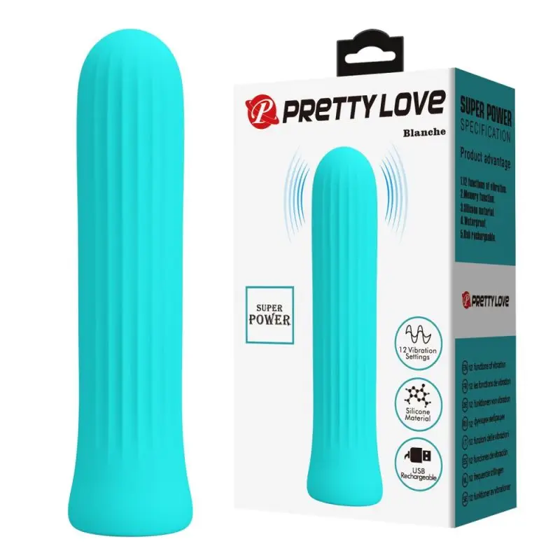 Mini vibrator Pretty Love Blanche Green, 10 cm, silicon verde, 12 moduri vibrație, reîncărcabil, rezistent la apă