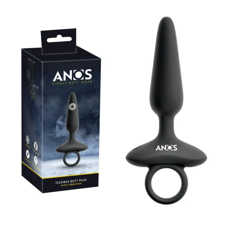Dop Anal cu Vibrații ANOS Flexible Butt Plug, 15cm, 10 Funcții, Reîncărcabil, din Silicon Moale