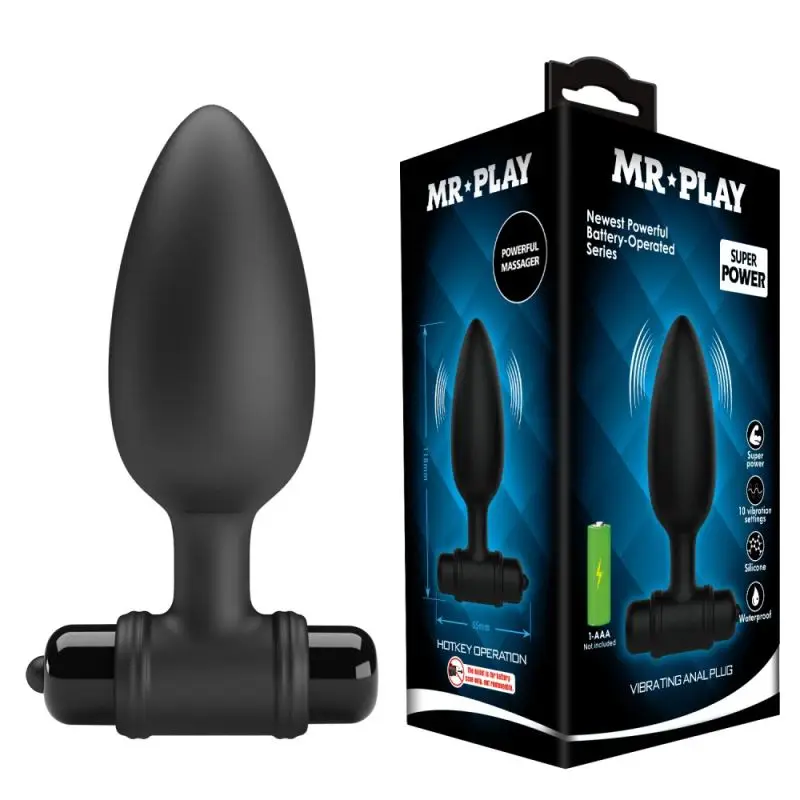 Dop Anal cu Vibrații Mr. Play Vibrating Anal Plug VI, 11.8cm, 10 Funcții, din Silicon Moale