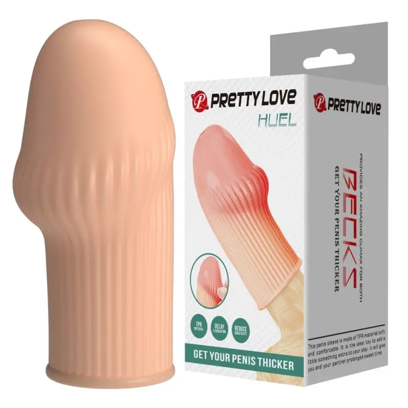 Manșon pentru Penis Pretty Love Huel Flesh, 9cm, din TPR Moale, Culoare Naturală, pentru Erecție Puternică