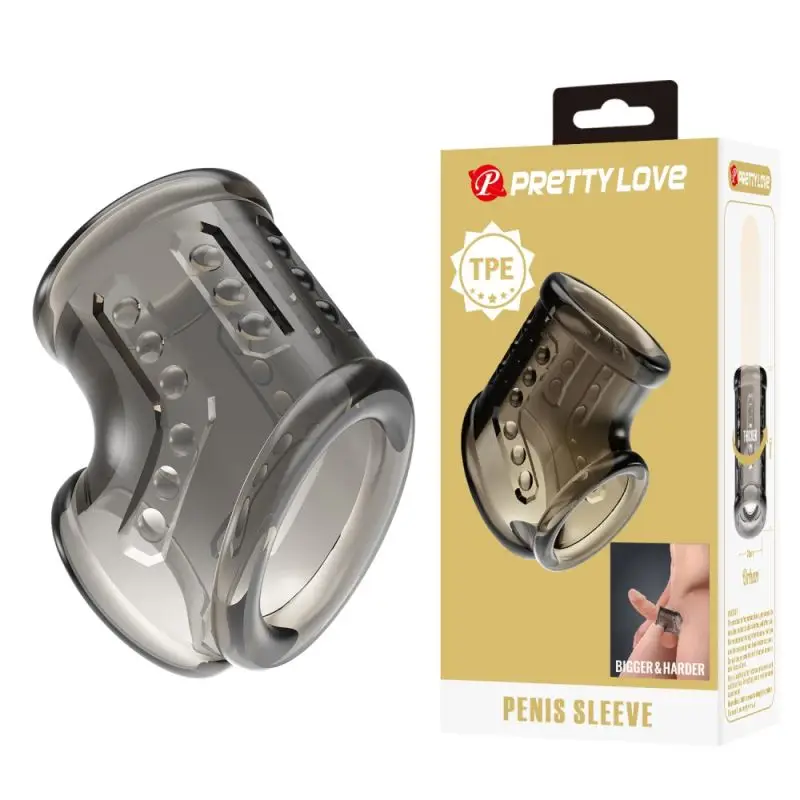 Manșon pentru Penis Pretty Love Penis Sleeve III, 7.2cm, din TPE Moale, Texturat și Impermeabil