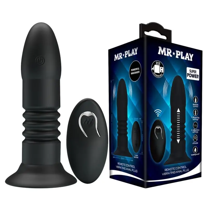 Vibrator Anal cu Mișcare și Vibrații Mr. Play Super Power III, 13.8cm, din Silicon, Reîncărcabil