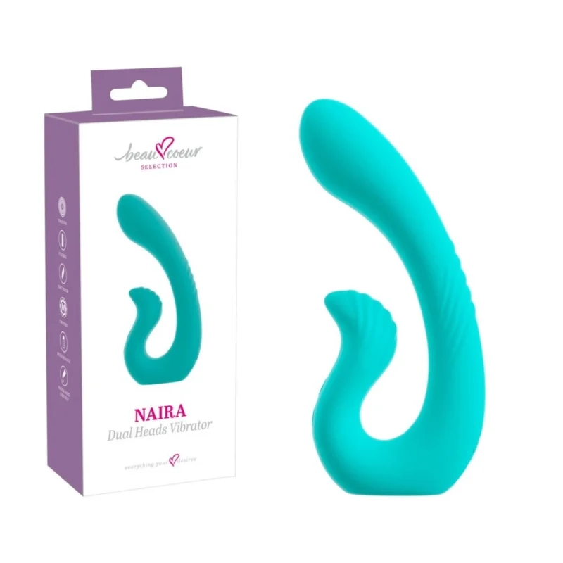 Vibrator Dual NAIRA Dual Heads, 17.5cm, 10 Funcții, Reîncărcabil, din Silicon Moale