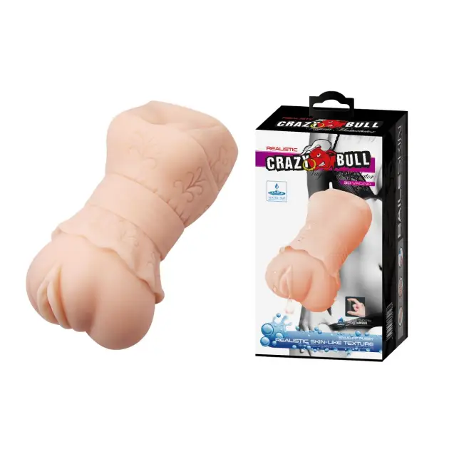 Masturbator Crazy Bull 3D Vagina din TPR natural, 13.5 cm, textura interna stimulanta