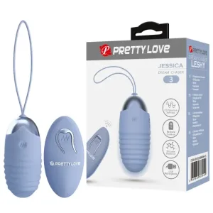 Ou Vibrator Silicon cu Telecomanda Pretty Love Jessica Albastru 12 Moduri 7.2 cm