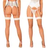 Ciorapi cu banda Obsessive S814 marime S/M, plasa bej cu insertie alba neteda pe coapsa, eleganti si sexy