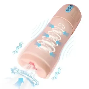 Masturbator Automat Suctroker cu Vibratii si Aspiratie, SuperSkin, USB, Natural, 25 cm