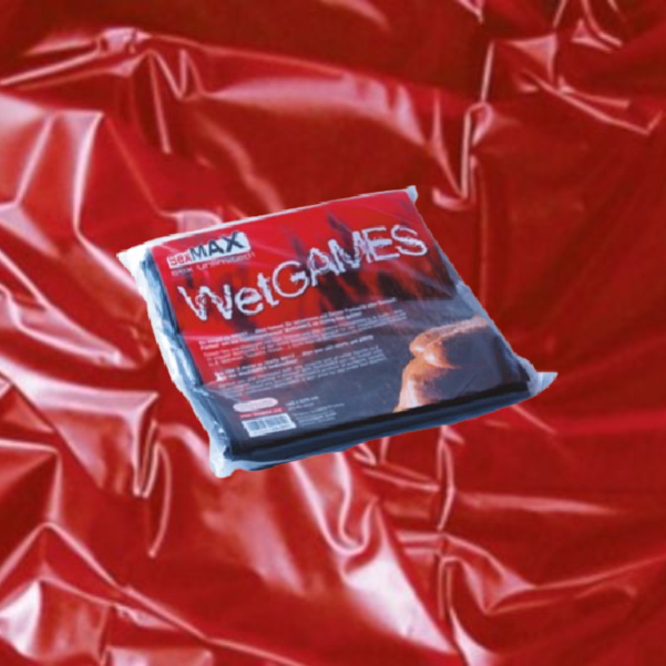 Cearsaf din vinil rosu pentru masaj erotic Wet Games, impermeabil, 180x220 cm