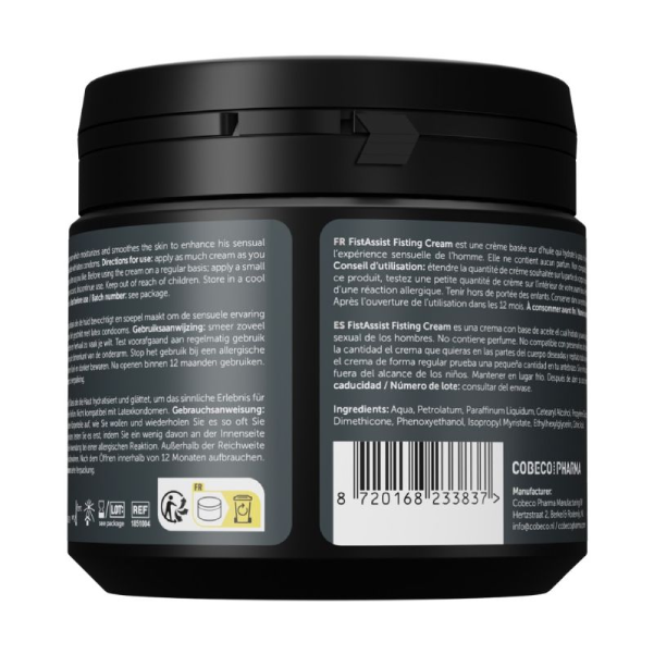 Crema Lubrifianta pentru Fisting Fist Assist Cream, Formula pe Baza de Ulei, Emolienta, Fara Parfum, 500 ml (1)