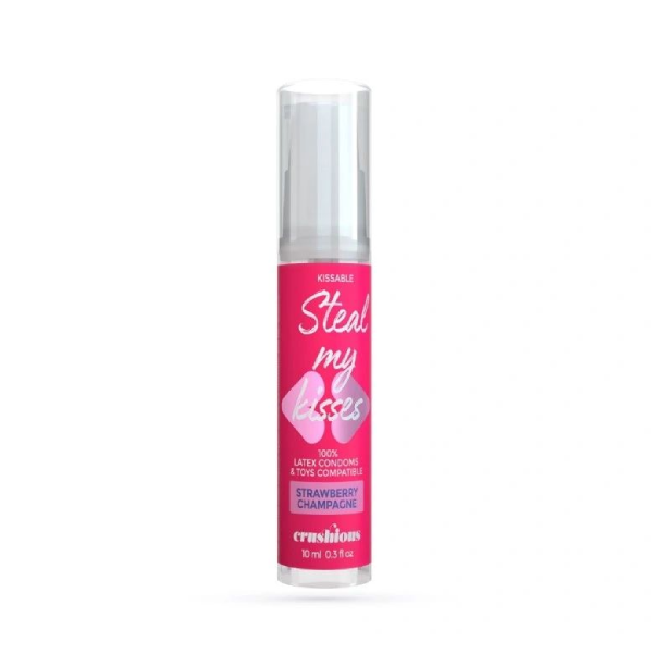 Lubrifiant cu aroma de sampanie si capsuni Steal My Kisses pe baza de apa, flacon 10 ml
