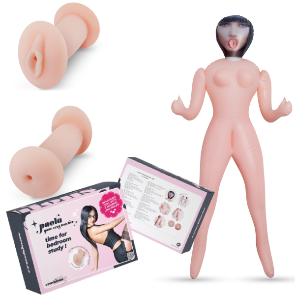 Papusa gonflabila cu masturbator Crushious Paola, cu 3 puncte de penetrare, 1.55 m