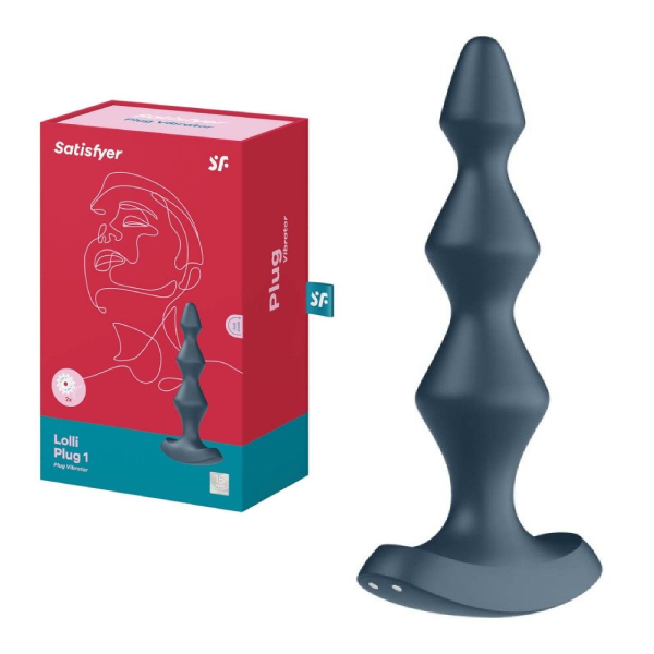 Plug anal vibrator Satisfyer Lolli-Plug 1 dark teal din silicon, cu varf conic si baza lata
