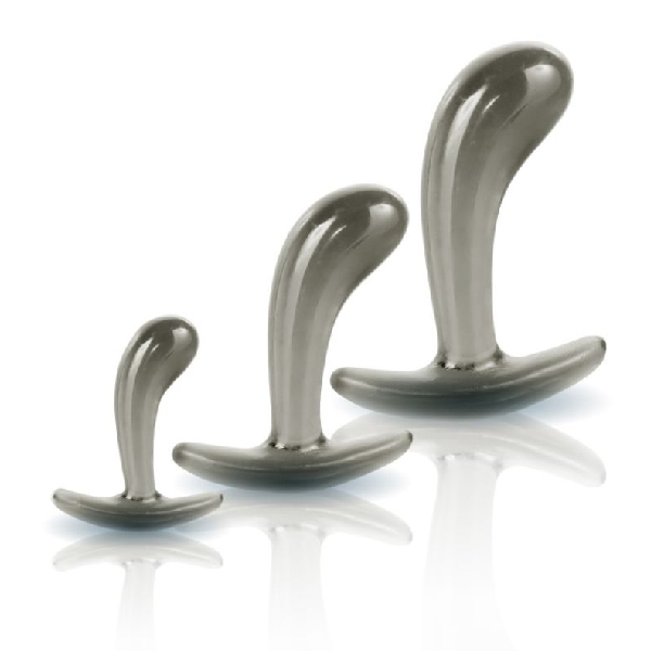 Set 3 dopuri anale pentru incepatori NMC Black Axinite din TPE, in dimensiuni progresive