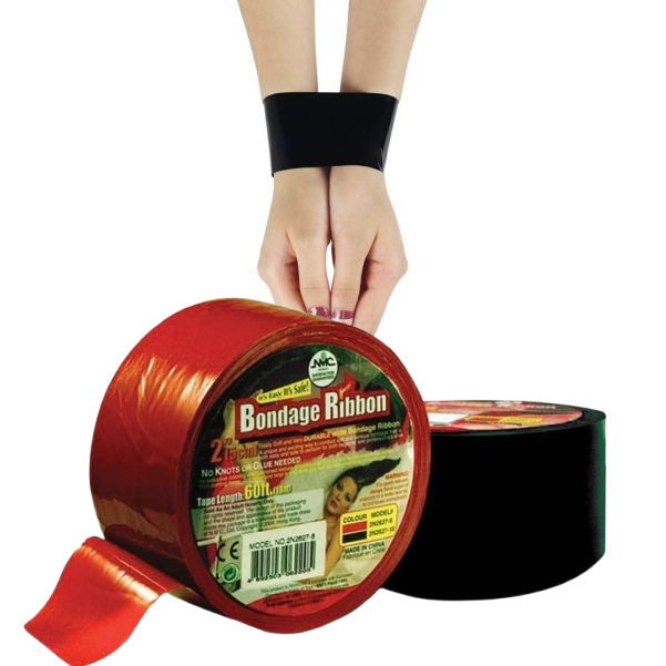Banda pentru bondage NMC neagra, lata de 5 cm si lunga de 18 m, moale, fara noduri