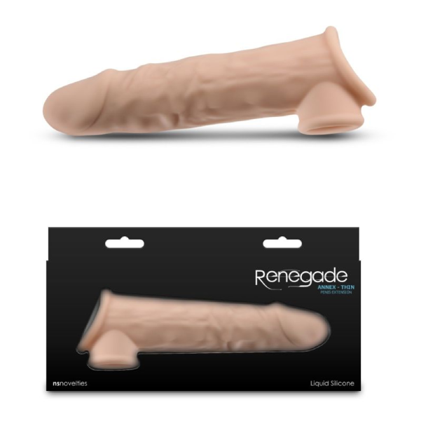 Manson prelungitor din silicon lichid NS Toys Renegade Annex natural, subtire, cu bareta de fixare