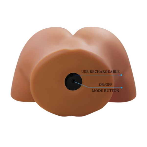 Masturbator Torso Compact Crazy Bull Sophia cu Vibratii si Suctiune, 10 Vibratii + 5 Suctiuni, TPE 7 kg, Reincarcabil, Ten Inchis, 30 cm (1)
