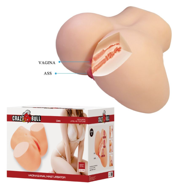 Masturbator Torso Crazy Bull Liora cu Vibratii, 10 Functii, TPR Realist, Reincarcabil, Waterproof, Natural, 36 cm