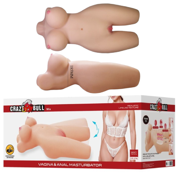 Papusa torso cu picioare ajustabile Crazy Bull Mia din TPE, cu structura interna, 50 cm