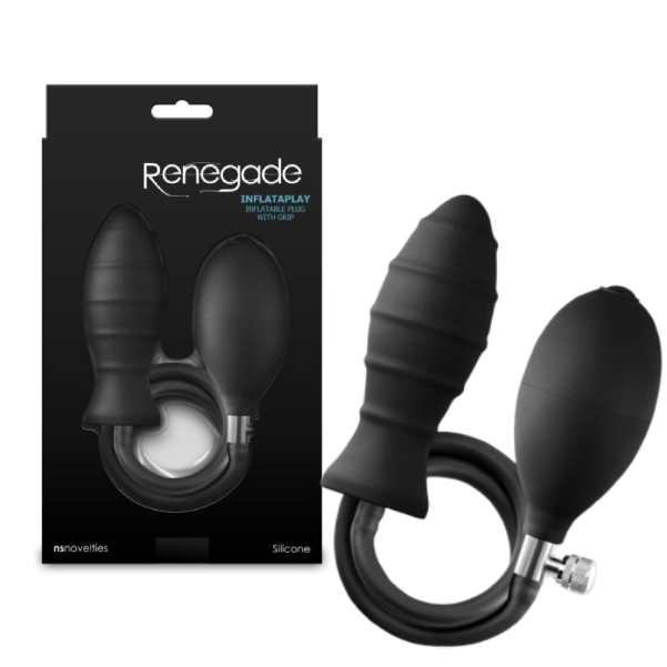 Plug anal gonflabil silicon NS Toys Renegade InflataPlay, cu miez rigid si pompa manuala