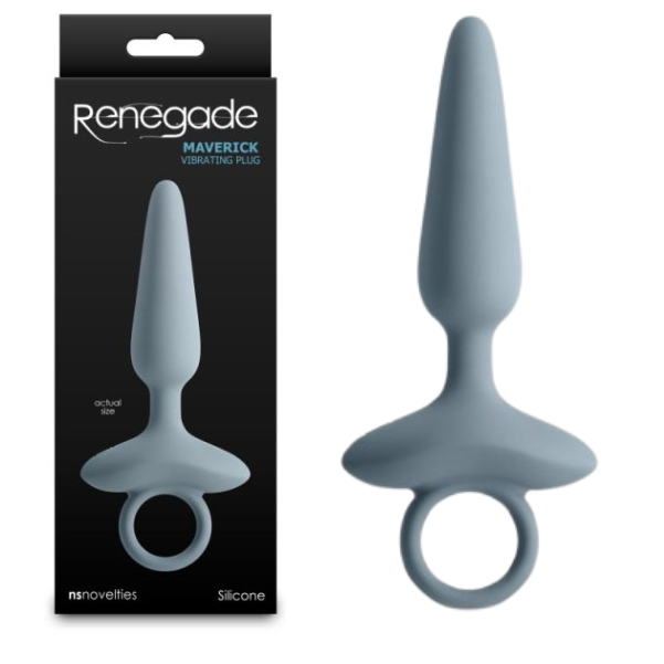 Plug anal vibrator subtire NS Toys Renegade Maverick gri din silicon catifelat, reincarcabil