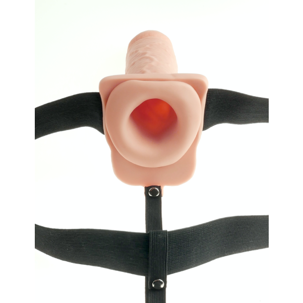 Strap-on Hollow cu Vibratii Fetish Fantasy, 10 Functii, Ham Reglabil, Reincarcabil, Textura Realista, Natural, 20 cm (4)