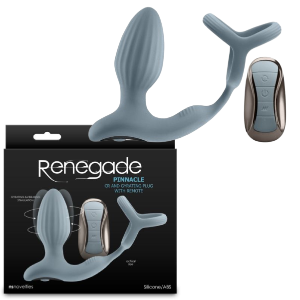 Vibrator prostata cu rotatie NS Toys Renegade Pinnacle din silicon, cu inel si telecomanda