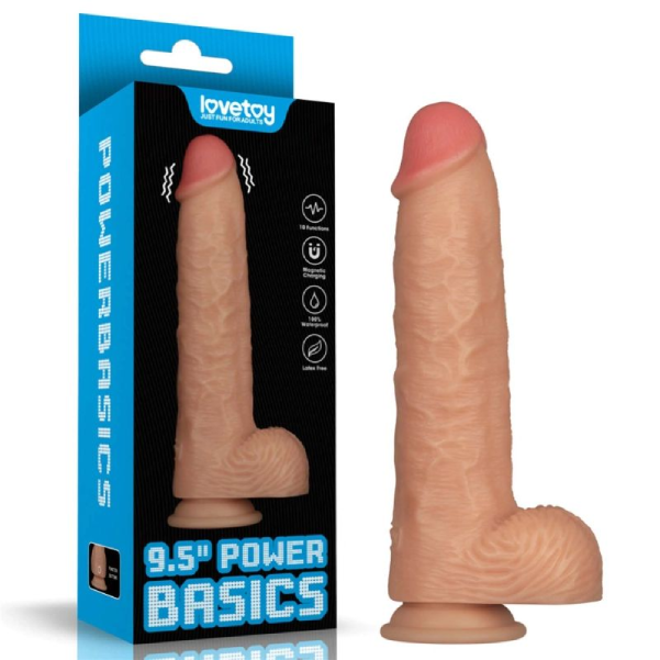 Vibrator realist cu ventuza LoveToy Power Basics, cu 10 moduri de vibratie, waterproof