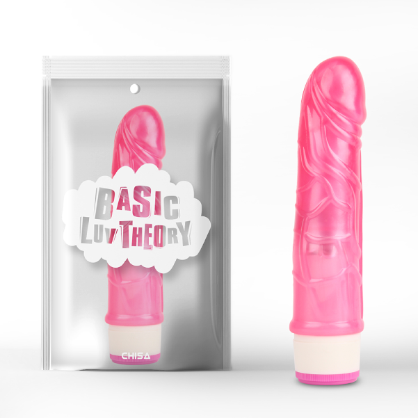 Vibrator realist Stud Rod din TPE roz, cu cap conturat si vene, vibratii reglabile