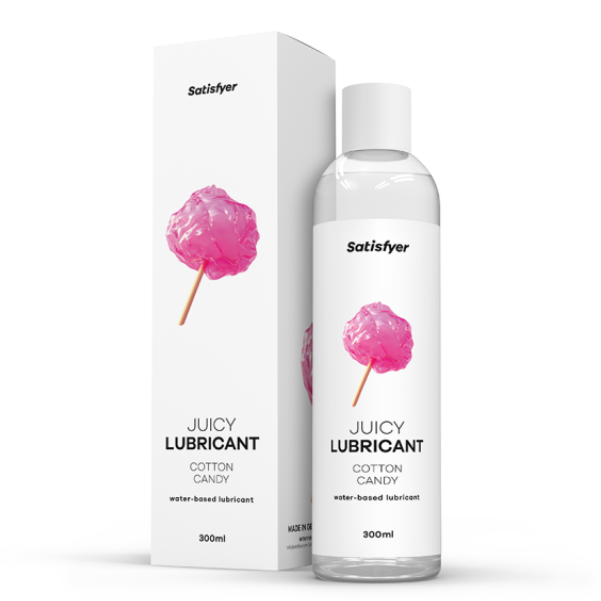 Lubrifiant aromat Satisfyer Cotton Candy pe baza de apa, aroma de vata de zahar, 300 ml