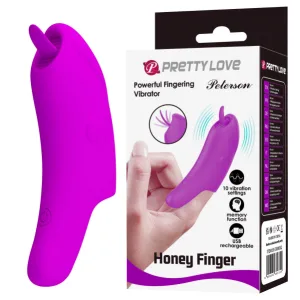 Vibrator pentru Deget Pretty Love Peterson, Varf tip Limba, 10 Moduri, Silicon, USB, 10 cm